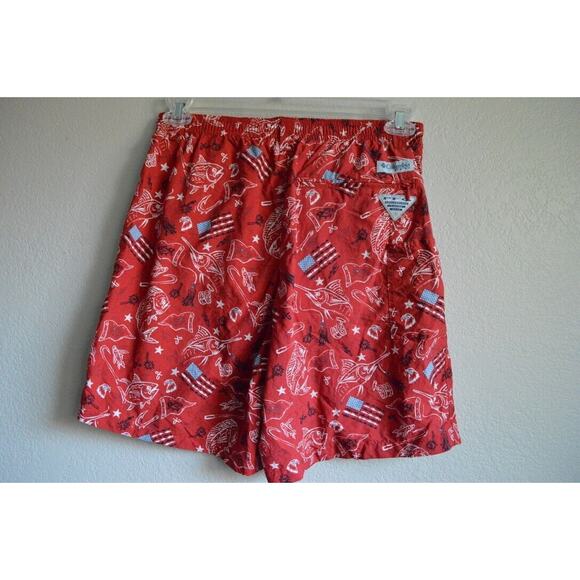 Columbia PFG Swim Trunks Omni-Shield Fishing Patriot Shorts Mens S Eagle US Flag - Picture 3 of 9